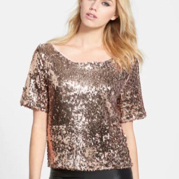 Tildon Rose Gold Sequin Wide Neck Crop Small - Picture 9 of 9
